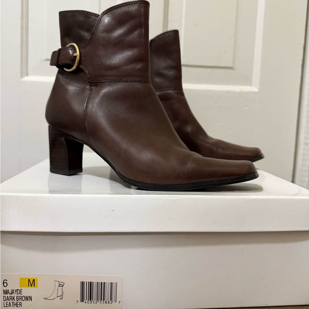 Anne Klein Brown Heeled Boots with Side Zipper